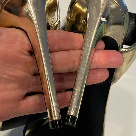 Enzo Angiolini Brodee Sandal Heel Gold Open Toe Size 8 - Picture 9 of 13